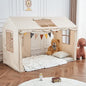 Twin Bed Tent Indoor Bed Canopy Kids Tents for Girls Boys with 2 Doors, Breathable Private Space Floor Fort Bed Tents for Kids Sleeping Tent (Twin, Khaki)