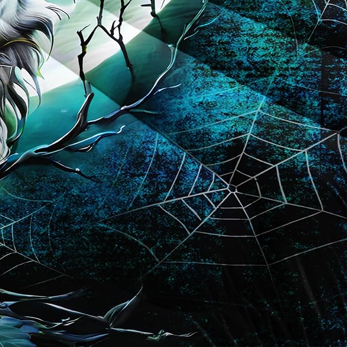 Wildlife Themed Bedding Wolf Comforter Set,Spooky Spider Web Vine Print Comforter Queen Kids Bed in a Bag,Moonlight Aesthetic Bedding Sets for Boys Teens Room Decor with 2 Pillowcases.