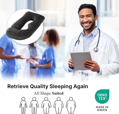 ALLOPERA Pregnancy Pillow, Full Body 57 Inch Maternity Pillow with Removable Washable Cover - Sleep Support for Legs, Back, Neck, Shoulder, HIPS, Belly for Pregnent Women, Black Grey Velvet Cover