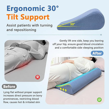 Bed Sore Turning Wedge Pillow for Side Sleeping, Positioning Medical Wedges, Pillows for Bedsore, Pressure Ulcer Cushion, Adult Incline Foam Wedge, Pillow for Bedridden Patients Back Pain Relief