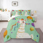 Funny Alpaca Bedding Set Toddler Size Cartoon Wild Animal Comforter for Child Teens Colorful Balloons Dots Down Comforter Geometric Triangle Flag Duvet Insert with 1 Pillowcase