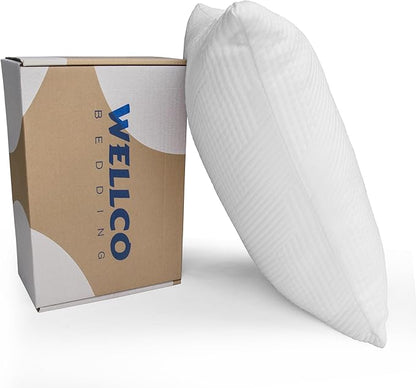 WELLCO Firm Pillow Queen Size 28 x 18 inch, Bed Pillow with Adjustable Insert and 1 Cooling Pillowcase, Not Only Provides Stronger Support But Aslo Comfortable