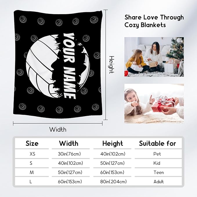 Personalized Volleyball Gifts with Name, Volleyball Blanket for Teen Girls, Custom Team Gift for Sport Lovers, Soft Plush Girls Throw Blankets Party Decorations for Couch Sofa, 30"x40"