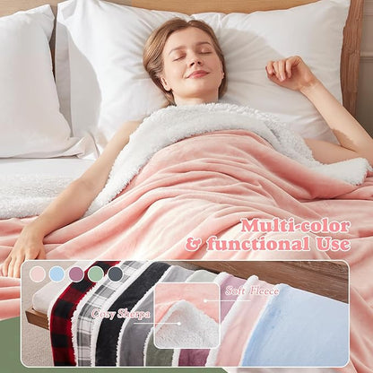 Cozy Heated Blanket Twin Size - Fast Warming Electric Throw Blanket with 6 Heat Settings & 4 Hours Auto-Off, Ideal Gift for Her, 62"x84", Pink