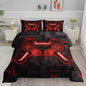 Axolotl Gamepad Comforter Set Queen Size,Red Grid Print Bedding Set,Boys Gaming Console Comforter Set,Video Gaming Controller Bedding Set for Teens Men Adults,1 Quilt 2 Pillowcases,Red Black