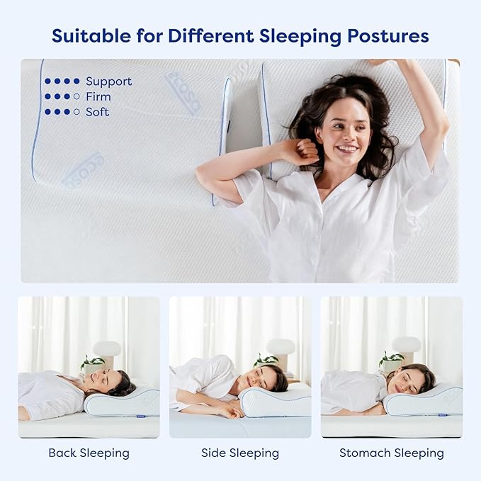 Ecosa Cooling Gel Memory Foam Pillow, Adjustable Memory Pillow, Travel Pillows for Sleeping, Cervical Neck Pillow for Sleeping, Soft Pillows for Side Sleepers