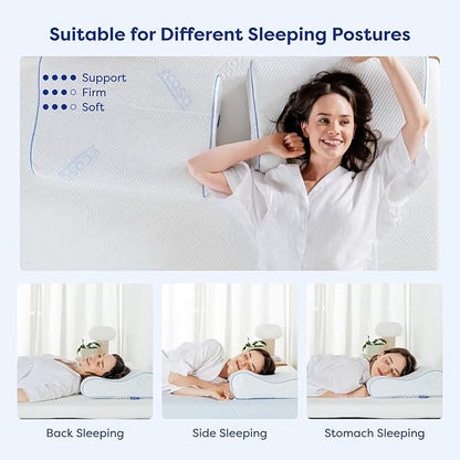 Ecosa Cooling Gel Memory Foam Pillow, Adjustable Memory Pillow, Travel Pillows for Sleeping, Cervical Neck Pillow for Sleeping, Soft Pillows for Side Sleepers