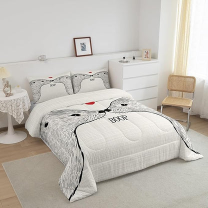 Teens Cute Enhydra Lutris Comforter Set Queen Size,Cartoon Sea Animals Bedding Set for Kids Boys Girls Bedroom Decoration,Sea Otter Couple Bed Duvet Insert,Romantic Comforter with 2 Pillowcases
