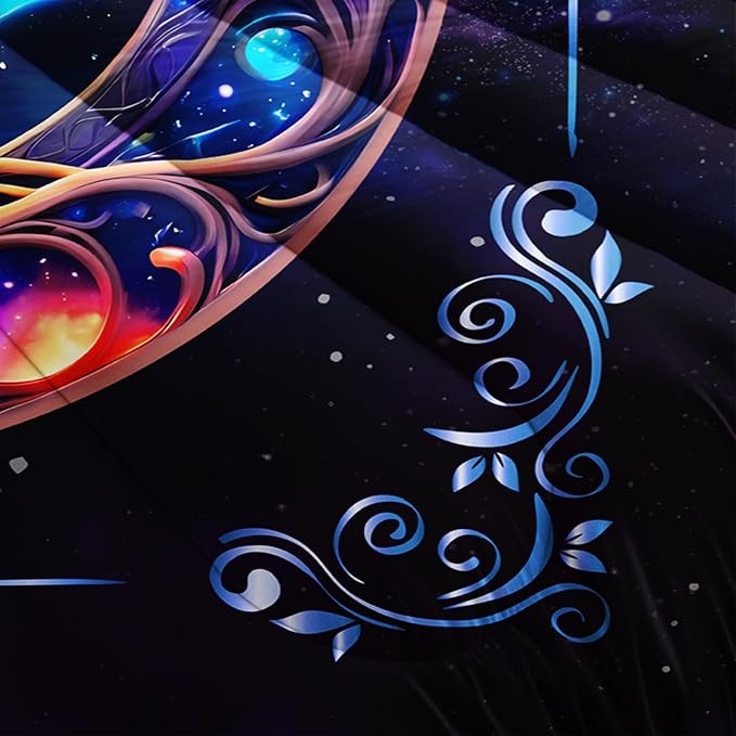 Tree of Life Bedding King Comforter Set,Mystic Planet Starry Sky Printed Bedding Comforter Sets for Kids Boys Girls Room Decor,Bohemian Bedding Puffy Comforter Sets 2 Pillowcases.