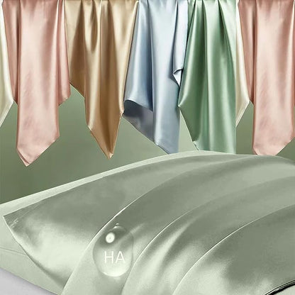 Silk Pillowcase for Hair and Skin, Mulberry Silk Pillow Cases Standard Size, Anti Acne Cooling Sleep Both Sides Natural Silk Satin Pillow Covers with Hidden Zipper, Gifts for Women Men, Sage Green
