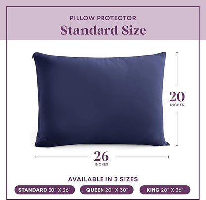 CirclesHome Pillow Protectors 2 Pack Standard Zippered - 100% Cotton Breathable Pillowcases - Protects Pillows from Dirt, Dust and Debris (Standard - Set of 2 - 20x26)