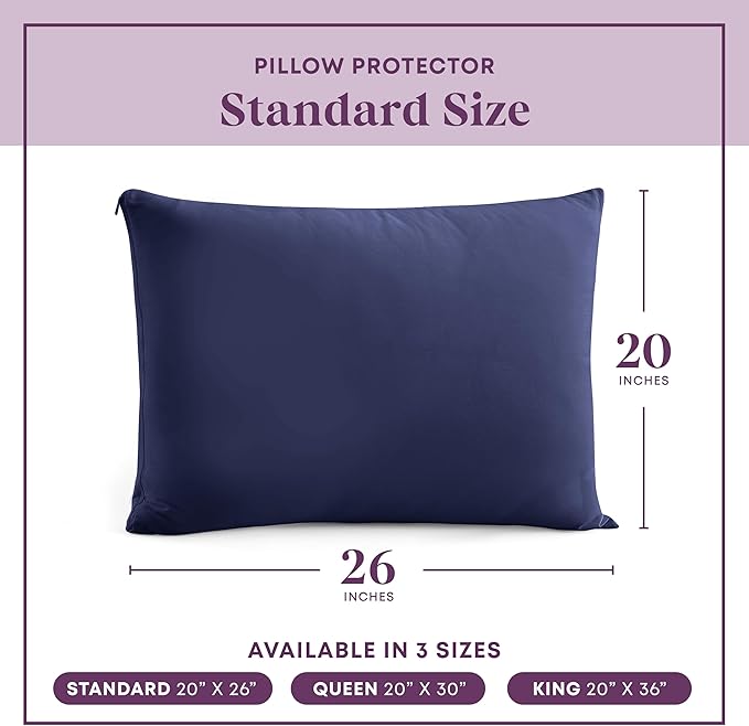 CirclesHome Pillow Protectors 4 Pack Standard Zippered - 100% Cotton Breathable Pillowcases - Protects Pillows from Dirt, Dust and Debris (Standard - Set of 4 - 20x26)