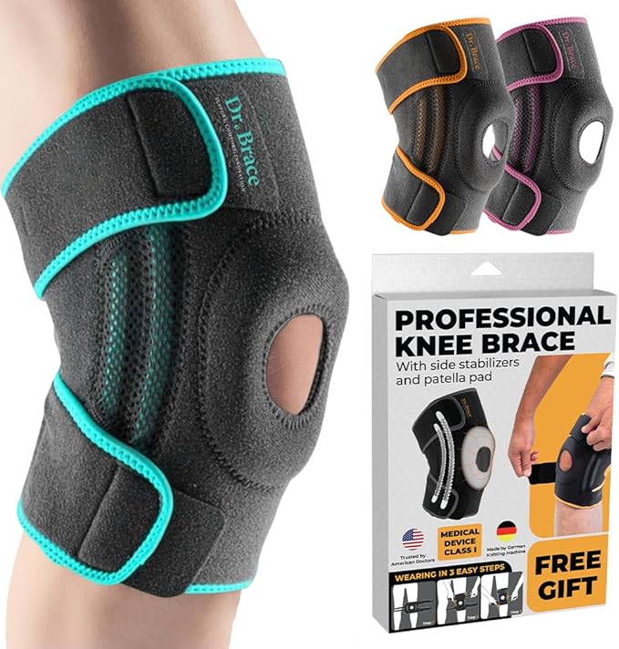 DR. BRACE ELITE Knee Brace with Side Stabilizers & Patella Gel Pads for Maximum Knee Pain Support and fast recovery for men and women-Please Check How To Size Video (Earth, XX-Large)