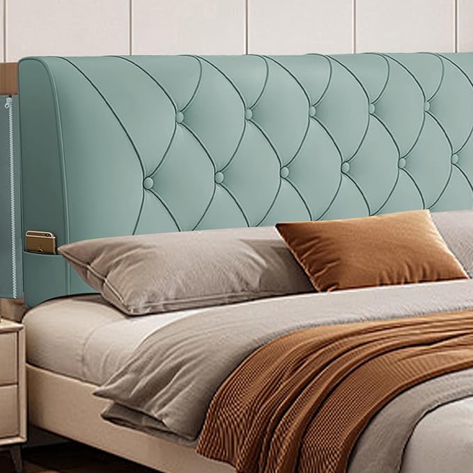Headboard Pillow Cal King, 80" x 24" Reading Pillows and Bed Pillow for Sitting Up, Upholstered Bolster Body Pillow with Removable Head Board Cover for Bed Dorm Sofa Floor Back Support, Light Green