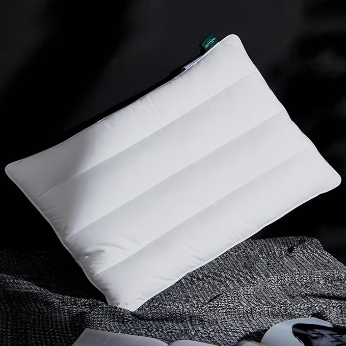 Three Geese Luxury Flat Thin Goose Feather Down Pillows King Size, 3" Height, 100% Cotton Cover, Medium Firm Hotel Collection Ultra Slim Thin Bed Pillows, Machine Washable, 18 x 36 Inches