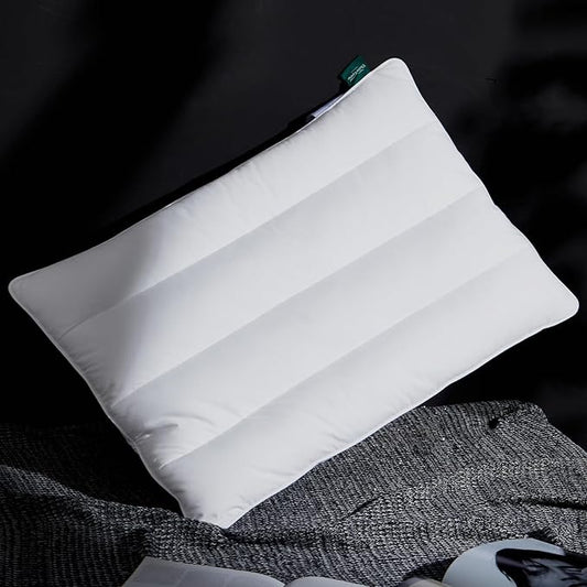 Three Geese Luxury Flat Thin Goose Feather Down Pillows Standard Size, 3" Height, 100% Cotton Cover, Medium Firm Hotel Collection Ultra Slim Thin Bed Pillows, Machine Washable, 18 x 26 Inches