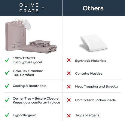 Olive + Crate Tencel Eucalyptus Cooling Duvet Cover Set - Hypoallergenic, Lyocell Tencel Duvet Cover - Soft, Temperature Regulating with Hidden Button Closure & Corner Ties - King Size [Dusk]