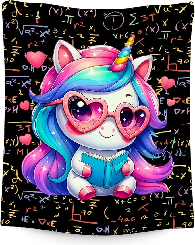 Unicorn Blankets - Kids Blanket Gifts for Teen Girls - 60x80 Inch Cozy Soft Flannel Reading Throw for Couch, Bedroom Office