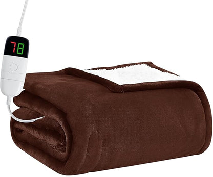 BOMOVA Heated Electric Blanket Full Size - 72" x 84" Heating Blanket with 10 Heating Levels & 8 Hours Auto Off, Warm Flannel Blanket, Christmas Birthday Gifts for Women
