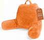 Sasttie Reading Pillow, Velvet Back Pillow for Bed Sitting Up, Adult Back-Rest Support Cushion with Arms for Sit Up on Couch, Sofa, and Floor, Dorm Essentials, Reading Accessories, Orange