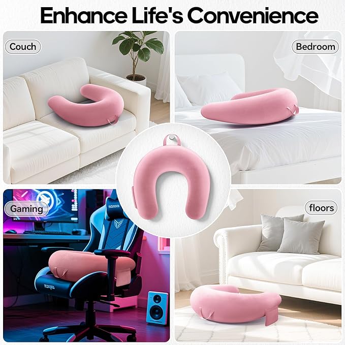 Crochet & Reading Pillow for Lap Support, Gaming Lap Desk Pillow, Sitting on The Bed/Sofa/Floor for Knitting, Large & Ergonomic Arm Rest Support, Pet Bed for Ipad/Laptop/Kindle - Pink