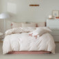 AOJIM Pink Floral Duvet Cover Set for Girls Women, Pure Cotton Soft Bedding Comforter Cover Set 3pcs for Room Decor, 1 Exquisite Quilt Cover Twin Size and 2 Pillowcases with Bowknot, No Comforter