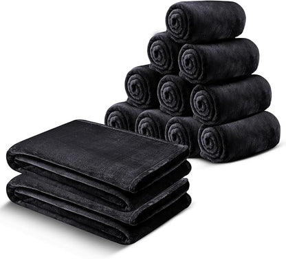 IR Imperial Rooms Fleece Blanket 12 Pack Twin Size 60 x 80 Inches - Super Soft Fluffy Throw Blanket for Sofa and Bed - Warm and Cozy Lightweight 400 GSM Microfiber Bed Throws Blankets (Twin, Black)