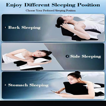 Bed Rest Reading Pillow，Chin and Back Support Pillow，Headboard Wedge Pillow，Ergonomic Memory FoamLying, Reclining, and Prone Sleepers，Sitting up Pillow，Relieve Neck/arm Pain-Black