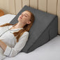 Bedluxe Wedge Pillow, 8 inch Bed Wedge Pillow for Headboard, Pillow Wedge for Acid Reflux Relief, Sleeping, After Surgery, Snoring, Gerd, Triangle Pillow Wedge - Cooling Memory Foam Top, Plush Grey