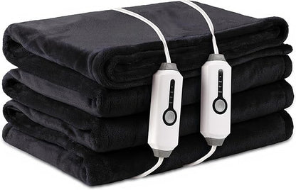 Electric Heated Blanket King Size 90×100, Comfortable & Luxurious Flannel, 4 Heating Levels & 10 H Auto Shut Off, Dark Grey
