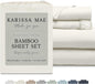KARISSA MAE Cooling Bamboo Viscose Cal King Sheet Set | 100% Organically Grown | 18” Deep Pocket | Silky, Soft, & Hypoallergenic | with Organizer Band & Elastic Corner Straps [Ivory]