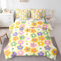 Feelyou Cute Flower 7 Piece Bedding Set Colorful Floral Comforter Set with Sheets for Kids Boys Girls Kawaii Theme Bed in a Bag Yellow Bed Set Soft Lightweight