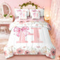 Erosebridal Alphabet H Bed in A Bag, Initial Letter H Bowknot Bedding Sets Twin Size for Kids Girls, Kawaii Girly Princess Bed Set Bedroom Decor Flower Floral Spring Comforter Set with Sheets