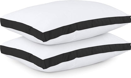 Utopia Bedding Bed Pillows for Sleeping Queen Size (Black), Set of 2, Soft & Fluffy Pillow with Down Alternative Filling, Cooling, Hotel Quality, Gusseted Pillow for Back, Stomach or Side Sleepers