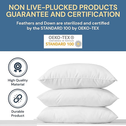 White Duck Down & Feather Pillow -2 Pack Pillows with Soft-Medium Support for Side & Back Sleepers Standard Size
