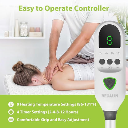 Massage Table Warmer Heating Pad Professional SPA Massage Bed Warmer with Timer, 9 Heat Settings, Overheat Protection for Massage Bed & Spa, Thickened & Soft Fleece, 30" x 71", with Face Hole