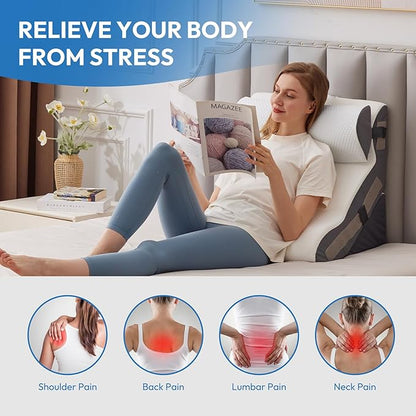 4PCS Wedge Pillow Set for After Surgery, Back Pillow for Bed Sitting up, 10-in-1 Foam Wedge Pillow for Acid Reflux & Back Pain Relief, Post Surgery Pillow for GERD & Snoring, White