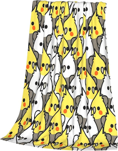 Too Many Cockatiel Blanket Flannel Fleece Throw Blanket Durable Couch Blankets Home Decor for Bed and Sofa Super Soft Warm Blankets for All Season 80x60 inch