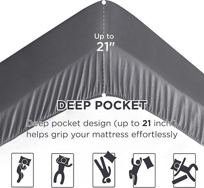 Bedsure Mattress Pad Full Size - Soft Mattress Cover Padded, Quilted Fitted Mattress Protector with 8-21" Deep Pocket, Breathable Fluffy Pillow Top, Grey, 54x75 Inches