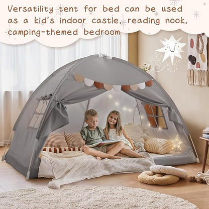 Sherilyn Bed Tent Bed Canopy Bunk Twin Size for Kids, Toddler Tent Indoor Floor Privacy Sleeping Tents Playhouse Drafty Room, Twin Bed Tents Blackout Space on Bed for Boys Girl Birthday, House Gift