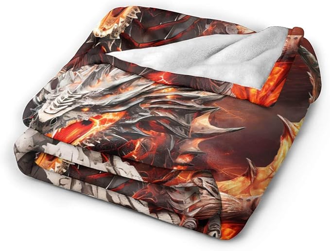 Dragon Blanket for Women Men, Cute Dragon Themed Design Printed Throw Blankets for Teens Adults Lap, Chair Sofa, Warm Soft Cozy Blanket, 50"x 60"