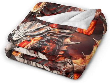 Dragon Blanket for Women Men, Cute Dragon Themed Design Printed Throw Blankets for Teens Adults Lap, Couch Bed, Warm Soft Cozy Blanket, 60"x 80"