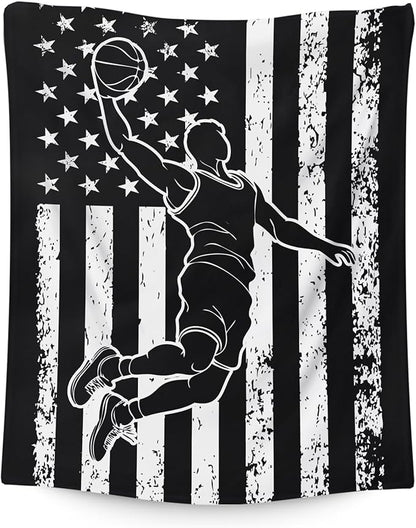 Boys Blanket Throw Blankets for Kids Basketball Lovers Teens 8-12, 60x50 Inches Soft Plush Comfy Sports Stuff Throws Gifts Ideas for Couch Bed Decor
