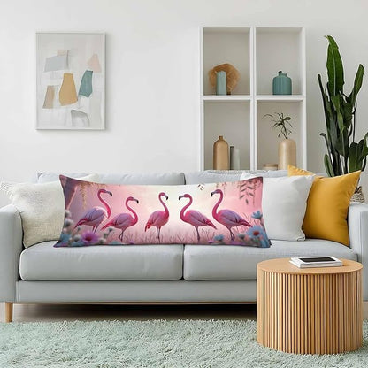 20x54 Body Pillow Cover Flamingo, Tropical Flamingos Pink Zipper Body Pillowcase Side Sleeper Pillow Covers Body Pillow Cushion Cover for Men Women Home Bedroom