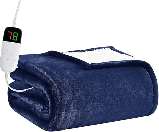 BOMOVA Heated Electric Throw Blanket - 50" x 60" Heating Blanket with 10 Heating Levels & 8 Hours Auto Off, Warm Flannel Blanket, Christmas Birthday Gifts for Women