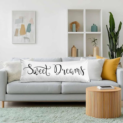 Decorative Body Pillow Covers 20x54inch Sweet Dreams, Funny Quote Super Soft Body Pillow Case Cushion Cover Wrinkle Fade Body Pillowcases for Bed/Sofa/Couch/Patio/Balcony