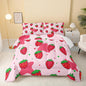 QOOMO Kawaii Comforter Twin,Pink Strawberry Comforter Set for Kids Teens Girls,3Pcs Bedding Set Printed Comforter with 2 Pillowcases,Down Alternative,Soft and Lightweight，Twin Size