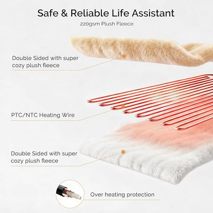 Heated Blanket Electric Blanket King 100"x90" Heating Blanket with Dual Control 10 Heat Levels & 10 Hours Auto-Off Overheat Protection Cozy Soft Flannel King Size Blanket Fast Heating Machine Washable