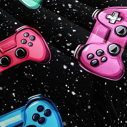 Colorful Gamer Console Comforter 3Pcs Queen Games Contoller Bedding Set for Kids Teens Boys Girls Adults 3D Video Game Gamepad Quilt Room Decor with 1 Comforter and 2 Pillowcases