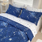 7 Piece Boys Space Comforter Set Full Size Bed in A Bag Star Rocket Galaxy Universe Planets Bedding Set for Kids Teens Girls Microfiber Blue Quilt All Season